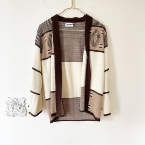 Vintage 70s Penrose Aztec Acrylic Cardigan Sweater S